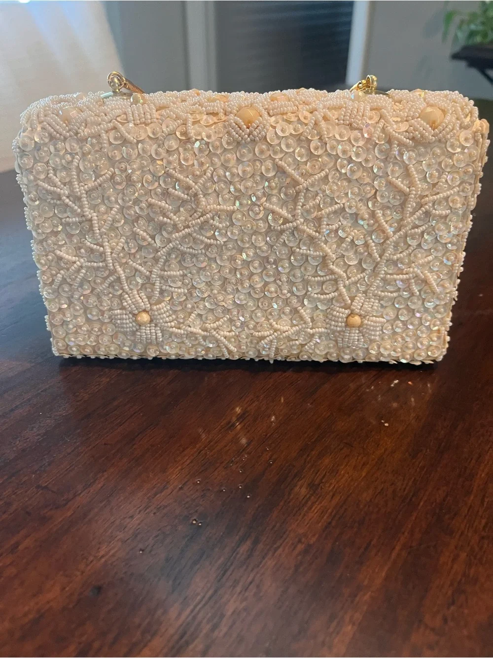 Beaded Ivory Pearl Evening Bag and Coin Purse Set
